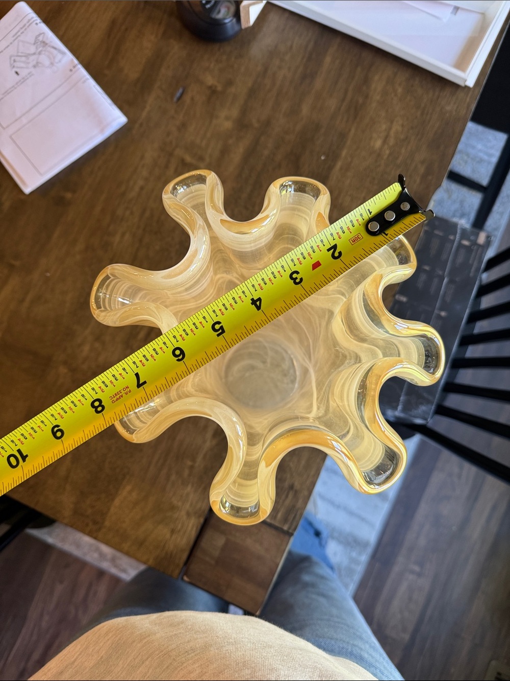 Yellow Ruffle Glass Vase - Picture 2 of 5